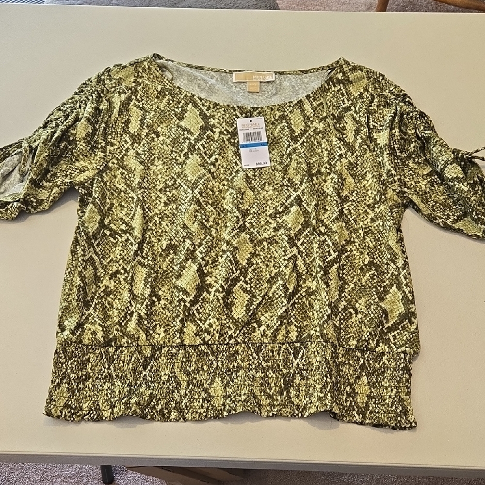 Michael Kors Women's Snake Print Top, Size XL.  NWT